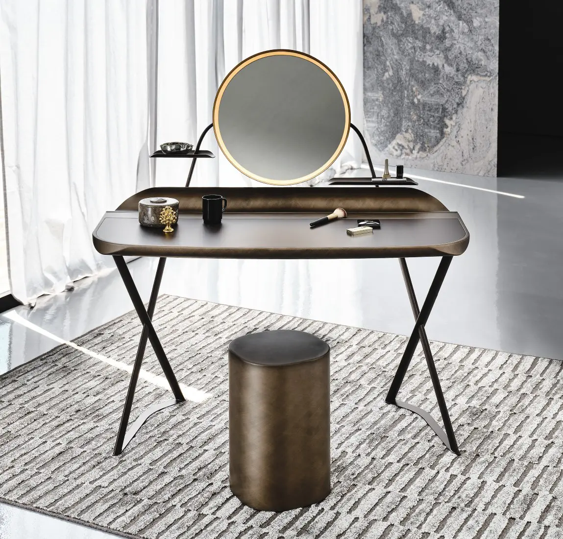 Leather dressing table discount stool